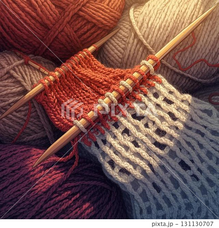 編まれた毛糸 編まれた毛糸 131130707