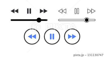 Music Player Button. Music Media Player Control Icon Silhouette. 131130747