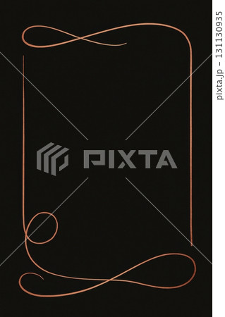 Decorative vintage frame border with elegant swirls on black background 131130935