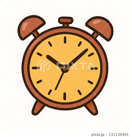 丸形ツインベル目覚まし時計の手描きアイコンイラスト 131130991