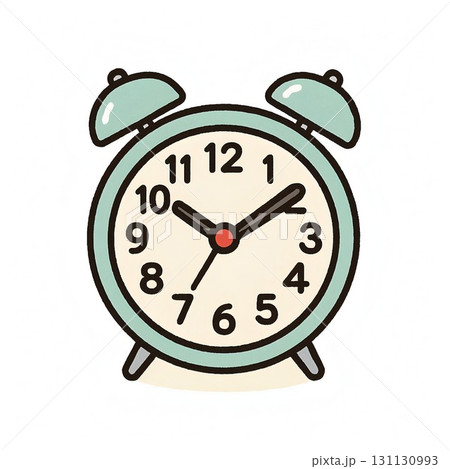 シンプルなツインベル目覚まし時計の漫画イラスト シンプルなツインベル目覚まし時計の漫画イラスト 131130993