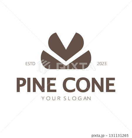 abstract simple pinecone logo design,for business,badge,emblem,pine plantation,pine wood industry,yoga,spa,vector 131131265