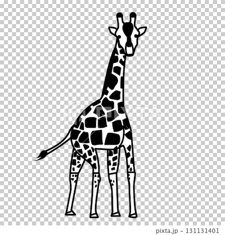 かわいいキリンの線画イラスト 131131401