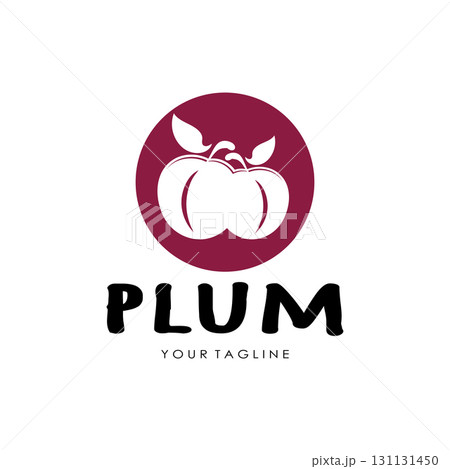 plum fruit logo with leaves, design of plum plantation, fruit shop, plum products, with simple vector editing plum fruit logo with leaves, design of plum plantation, fruit shop, plum products, with simple vector editing 131131450