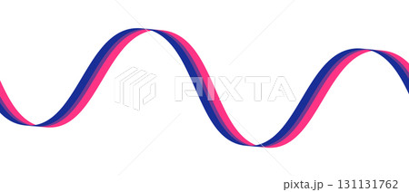 Illustration of the Bisexual Pride on Waving Ribbon. Bisexual Pride Flag Symbol of Patriotism and Freedom. 131131762