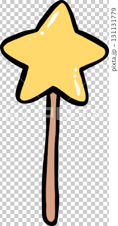 Cartoon Illustration of a Star Magic Wand 131131779