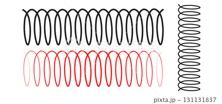 Illustration of Spiral Spring icon in Black and Red. 131131837