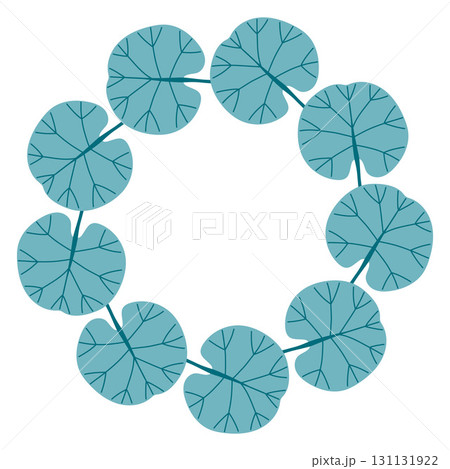 Autumn leaves circle frame. Round border made of fall leaves. The leaves are arranged in a circle. Vector flat isolated on white background. 131131922