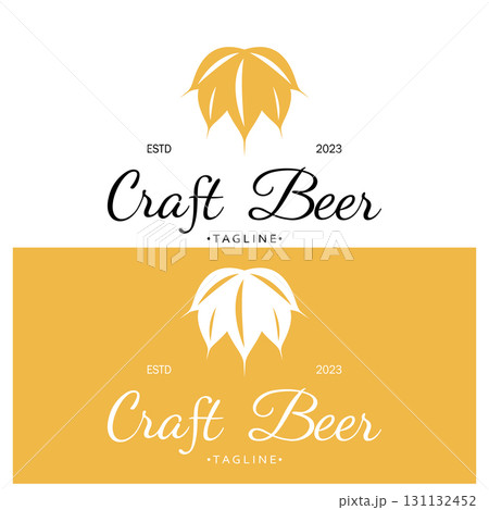 Beer logo template with vintage craft wheat.For badge, emblem,malt,beer company,bar,alcoholic drink 131132452