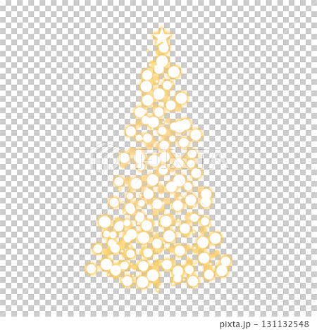 透明背景の黄色く光るクリスマスツリー 透明背景の黄色く光るクリスマスツリー 131132548
