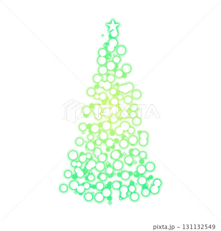 透明背景の緑色に光るクリスマスツリー 透明背景の緑色に光るクリスマスツリー 131132549
