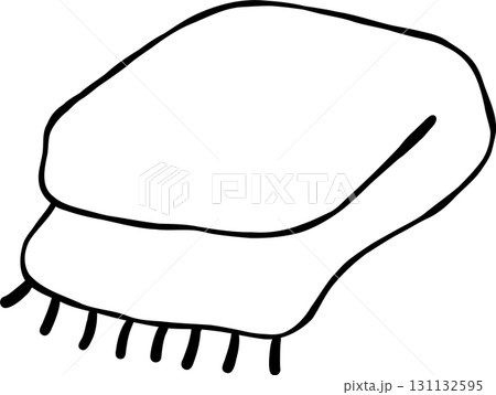Hand Drawn Folded Blanket Outline black and white Hand Drawn Folded Blanket Outline black and white 131132595