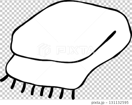 Hand Drawn Folded Blanket Outline black and white Hand Drawn Folded Blanket Outline black and white 131132595