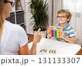 Child Learning with Educational Toy in Classroom Setting 131133307