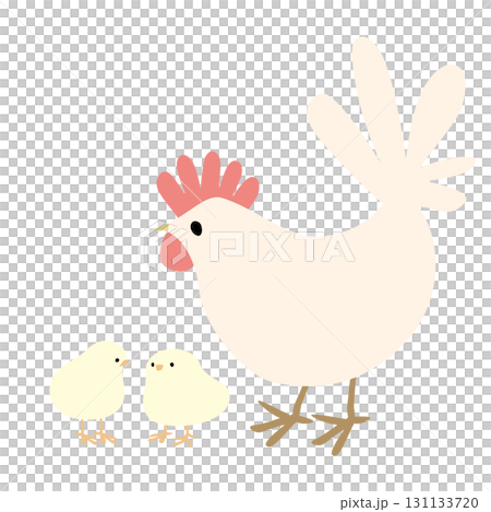 A cute vector illustration of a chicken and chick having a conversation 131133720