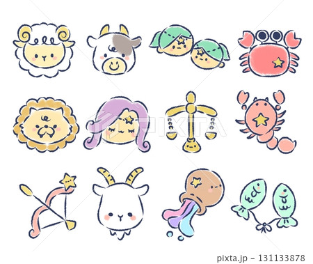 12星座ミニアイコン　ゆるふわ背景なし 131133878