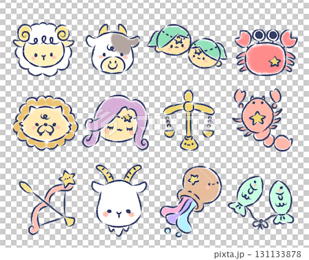 12星座ミニアイコン　ゆるふわ背景なし 131133878