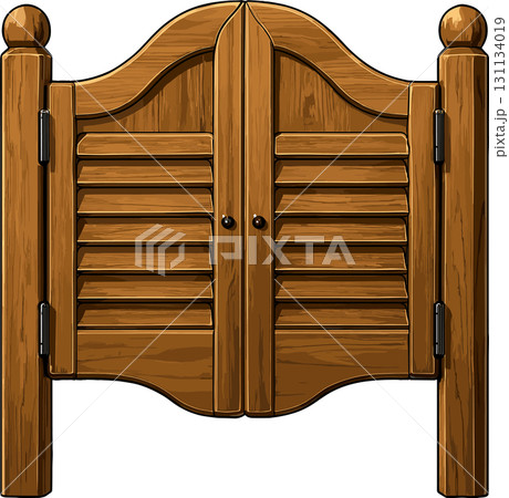 木製のウエスタンドアのイラスト 131134019