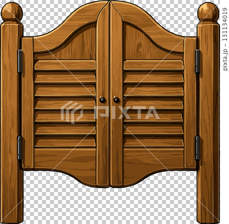木製のウエスタンドアのイラスト 131134019