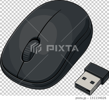 ワイヤレスマウスとUSBレシーバーのイラスト 131134026