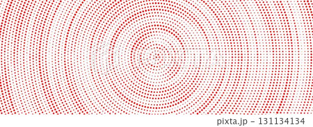Red halftone concentric background. Dotted radial gradient texture. Rippled sonic wave wallpaper. Vector rasterized rough circle backdrop for epicenter, target, radar signal, vibration, shake concept 131134134