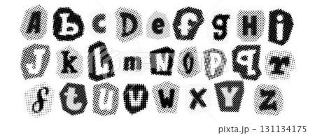 Black halftone alphabet. Retro pixelated letters design. Comic pop art cut out font. Old-fashioned newspapers typography set. Rasterized bitmap English alphabet. Aged textured dotted abc. Vector Black halftone alphabet. Retro pixelated letters design. Comic pop art cut out font. Old-fashioned newspapers typography set. Rasterized bitmap English alphabet. Aged textured dotted abc. Vector 131134175