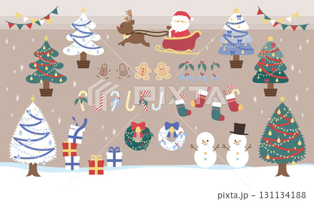 ラフで可愛いクリスマス素材セット ラフで可愛いクリスマス素材セット 131134188