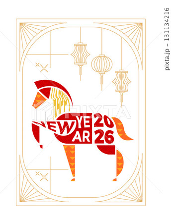 New Year 2026 typography design with abstract New Year 2026 typography design with abstract 131134216