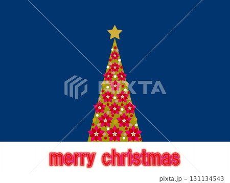 メリークリスマス　merry christmas　クリスマスツリー　ポインセチア 131134543