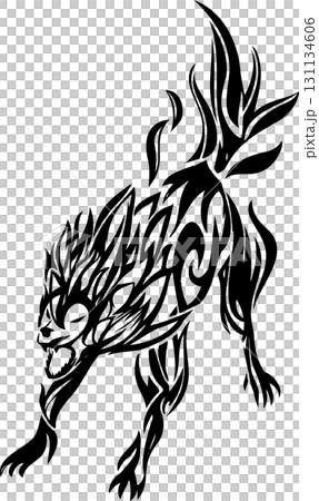 攻擊狼部落藝術紋身風格插圖 131134606