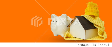 Decorative elements symbolize savings and warmth in winter 131134691