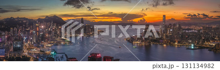 Aug 1 2025 twilight Glow Over Hong Kong Victoria Harbour Skyline 131134982