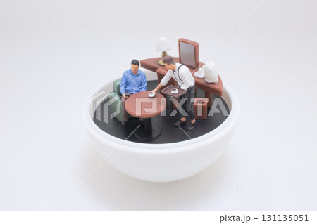 Miniature Coffee Shop Scene With a Figures Miniature Coffee Shop Scene With a Figures 131135051