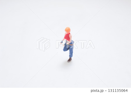 Miniature Toy Figure Walking Pose in Casual Outfit 131135064