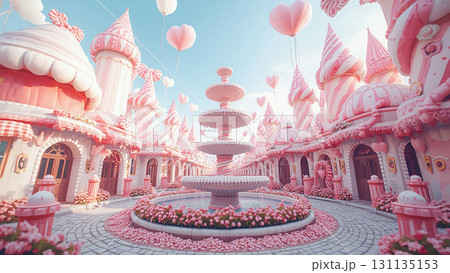 噴水のあるメルヘンな世界 131135153