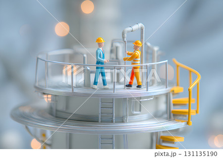 屋上水槽を点検する検査員(ジオラマ)2 屋上水槽を点検する検査員(ジオラマ)2 131135190
