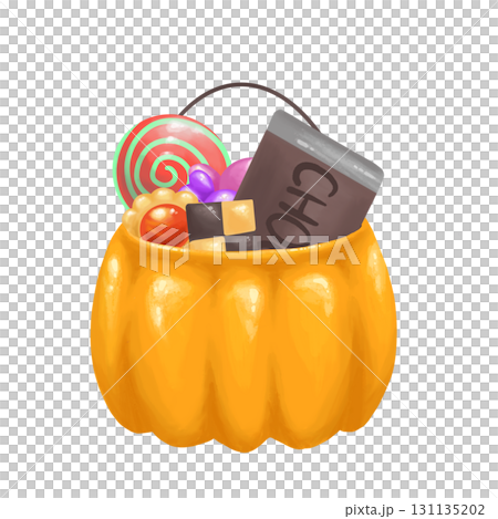 Halloween pumpkin with candy inside 131135202