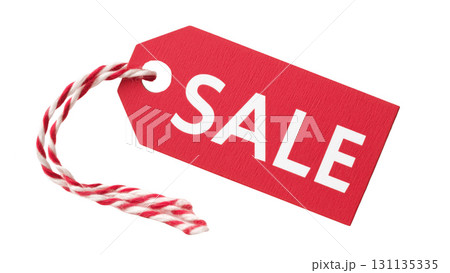 Red sale tag promotes discounts during events, created AI, PNG 131135335