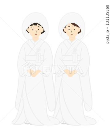 同性婚　和装の結婚式の花嫁のイラスト　白無垢　 131135369