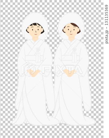 同性婚　和装の結婚式の花嫁のイラスト　白無垢　 131135369