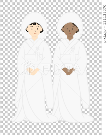 同性婚　和装の結婚式の花嫁のイラスト　白無垢　 131135370