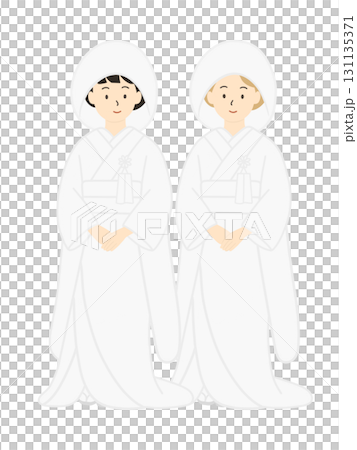 Same-sex marriage - Illustration of a bride in a Japanese wedding dress - Shiromuku Same-sex marriage - Illustration of a bride in a Japanese wedding dress - Shiromuku 131135371