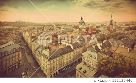 水彩で描いたヨーロッパの古い街並み 131135440