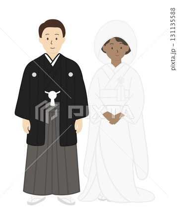 新郎新婦、結婚式、ブライダル、ウエディング、白無垢を着た男性、男女 131135588