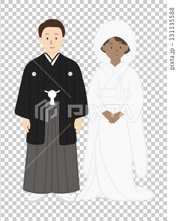 新郎新婦、結婚式、ブライダル、ウエディング、白無垢を着た男性、男女 131135588