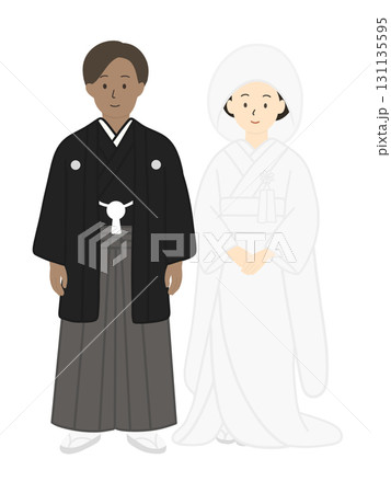 新郎新婦、結婚式、ブライダル、ウエディング、白無垢を着た男性、男女 131135595