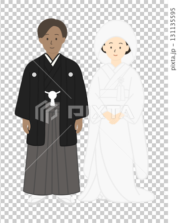 新郎新婦、結婚式、ブライダル、ウエディング、白無垢を着た男性、男女 131135595