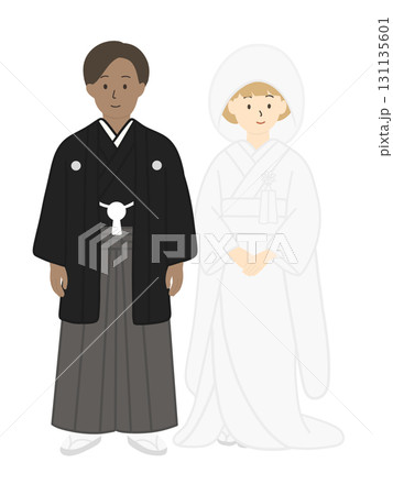 新郎新婦、結婚式、ブライダル、ウエディング、白無垢を着た男性、男女 131135601