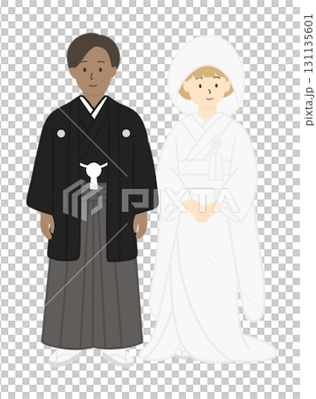 新郎新婦、結婚式、ブライダル、ウエディング、白無垢を着た男性、男女 131135601