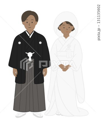 新郎新婦、結婚式、ブライダル、ウエディング、白無垢を着た男性、男女 131135602